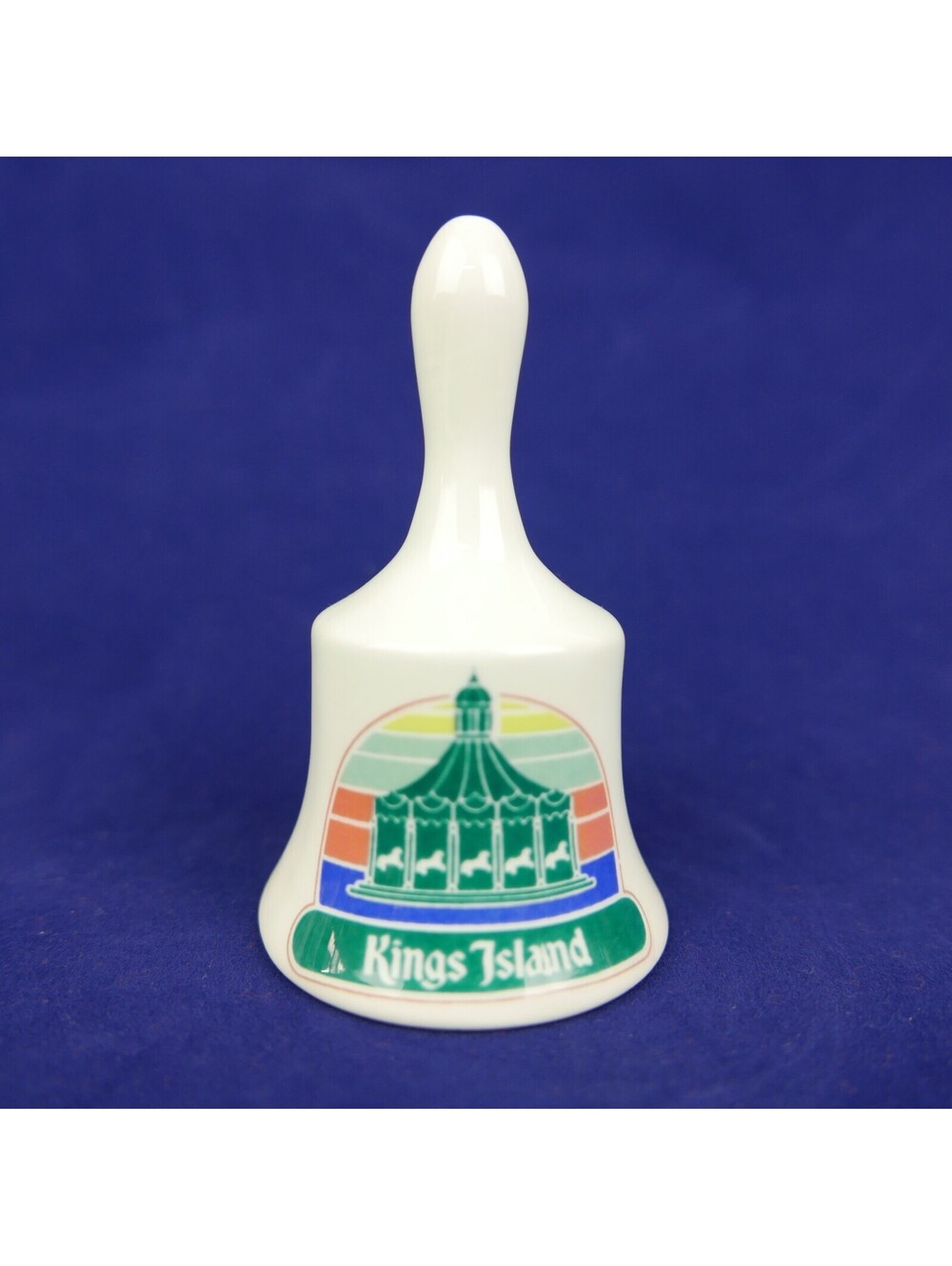 Vintage Kings Island Souvenir Ceramic Bell Grand Carousel Ride Korea 1970s Retro